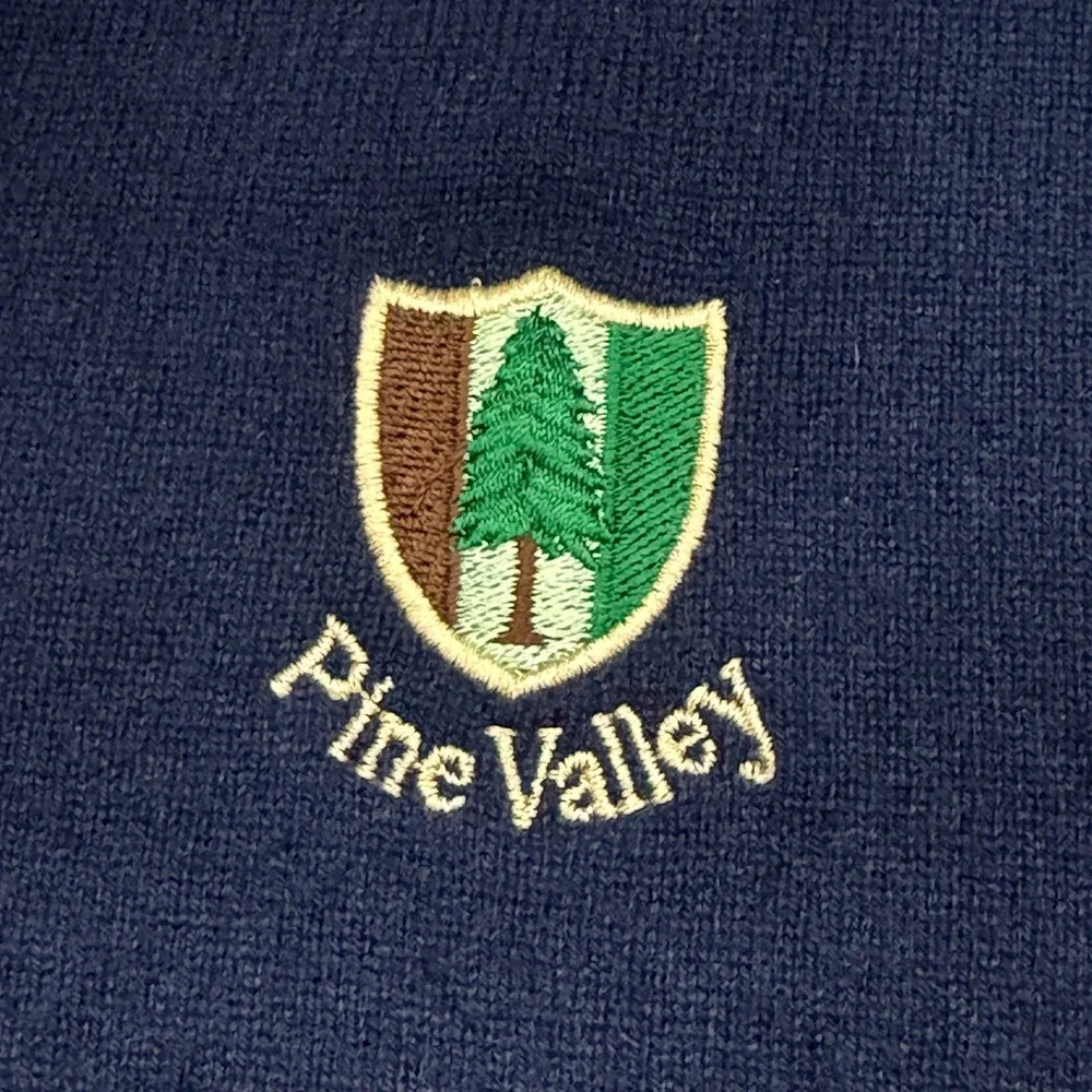 Vintage Peter Millar Pine Valley Golf Club V-Neck Cashmere Sweater Mens XL Blue